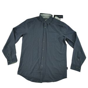 Modern Polka Dot Button-Down Dress Shirt Long Sleeve Casual Business Wear Size S